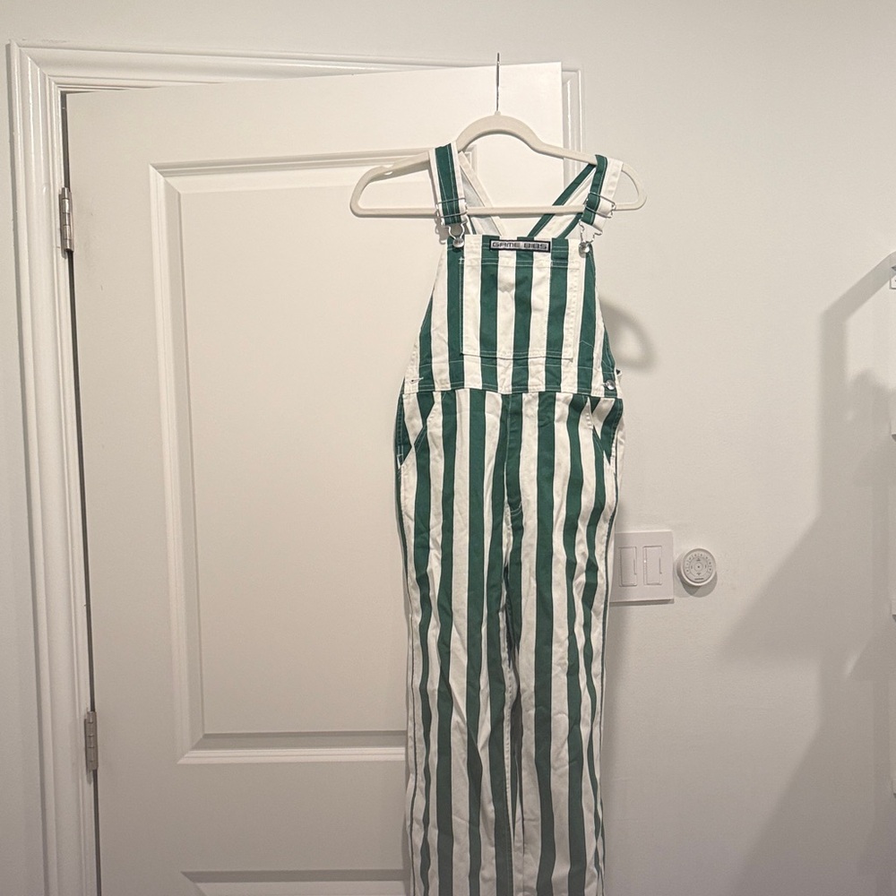 Unbranded Green & White Striped Youth Overalls